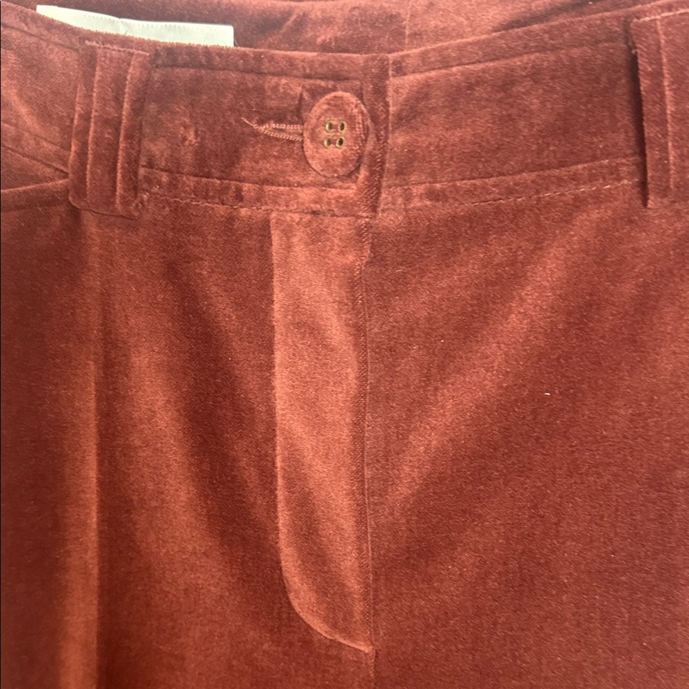 Vintage René Lezard Brown Velvet Trousers Straight Leg Made in Germany Sz 34 - Picture 7 of 10